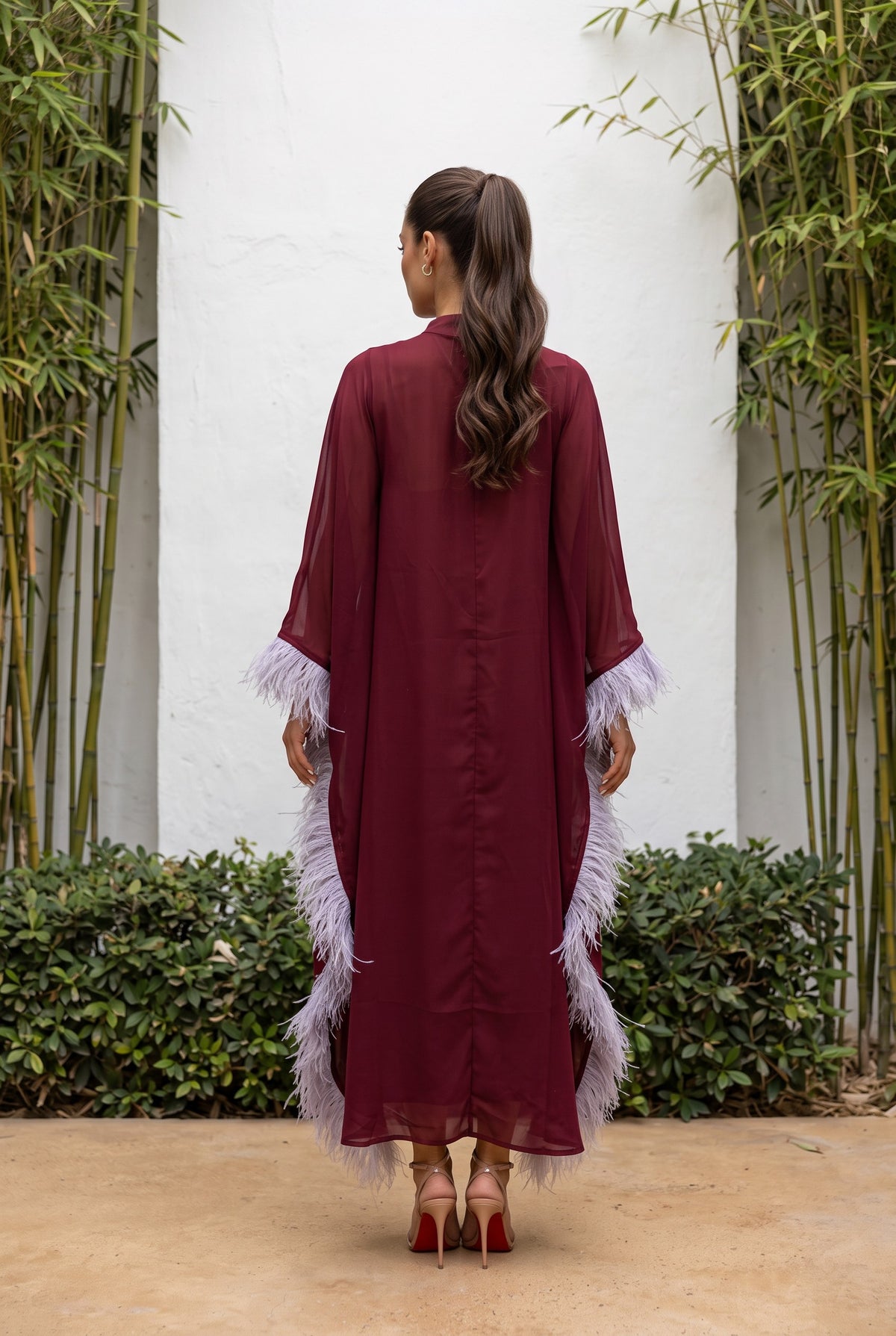 Wine Feathers Caftan