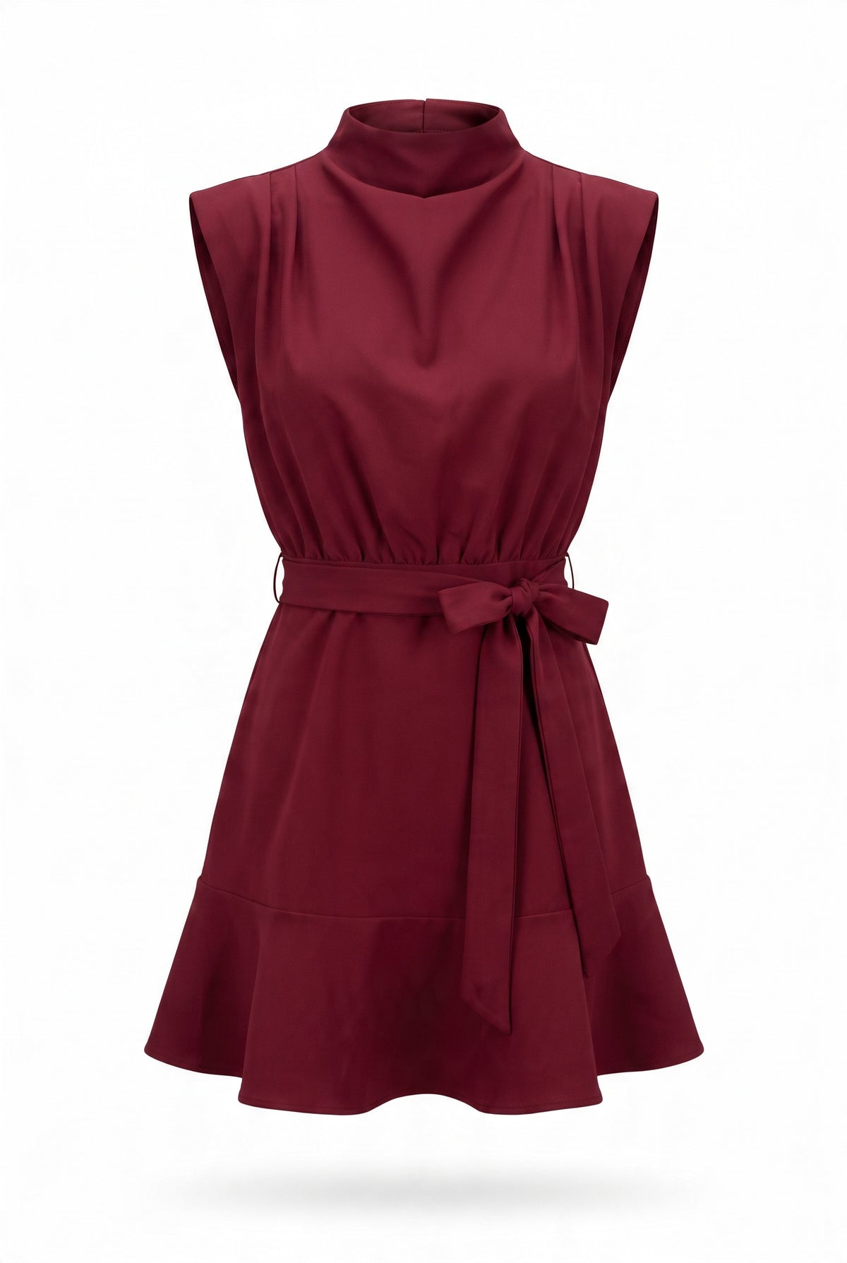 Wine Ruffle Mini Dress