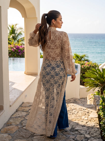 Mantilla Lace Top (Beige)