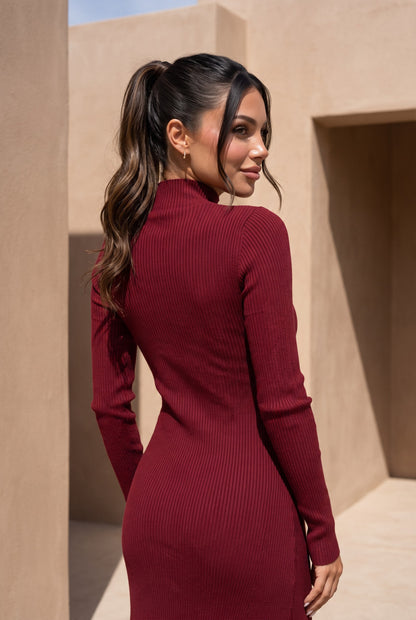 Burgundy Knit Dress
