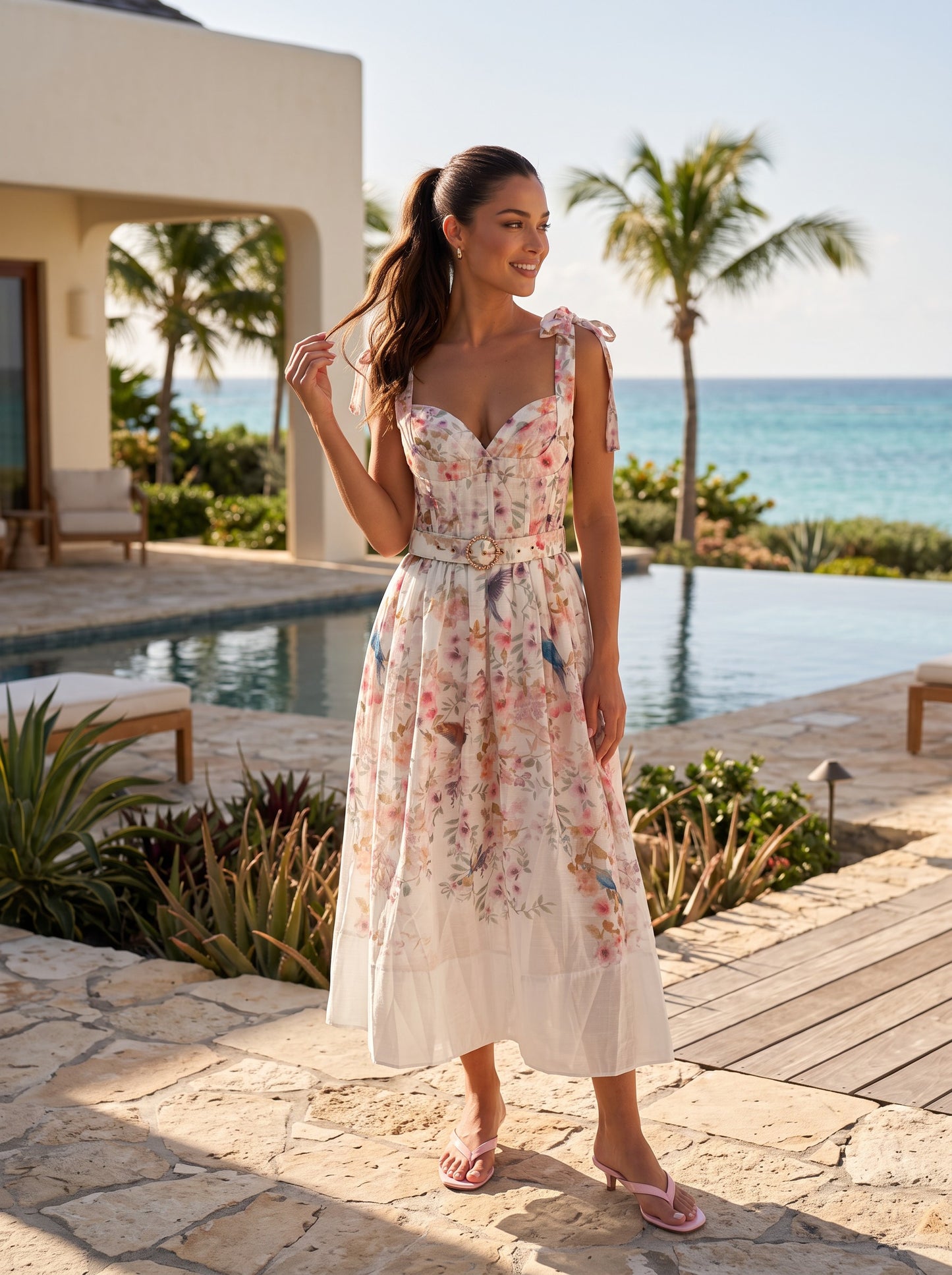 Floral Corset Midi Dress