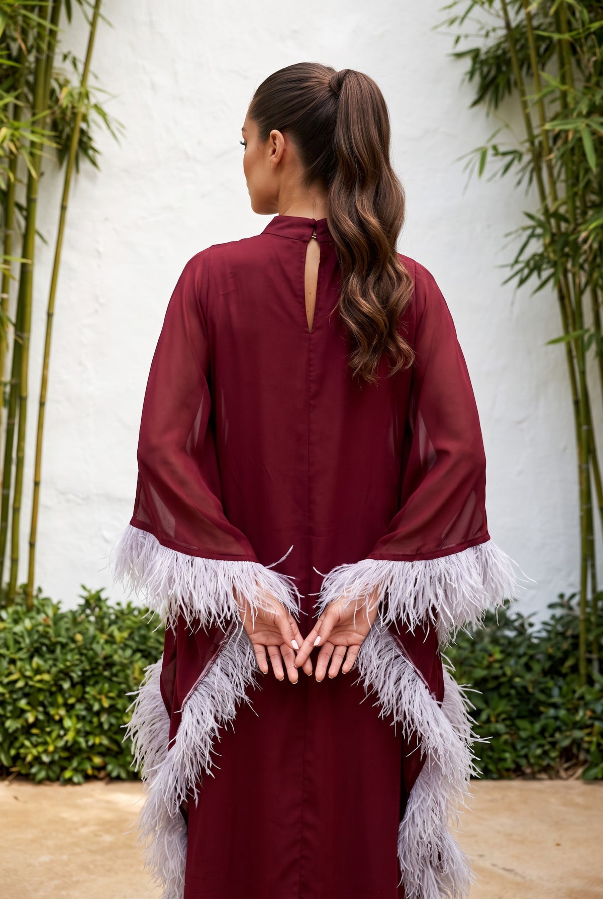 Wine Feathers Caftan