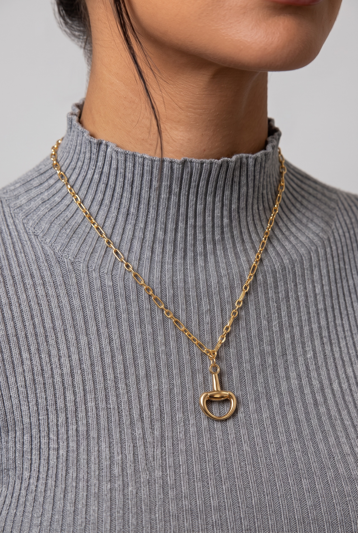 Horsebit Pendant - Small Gold