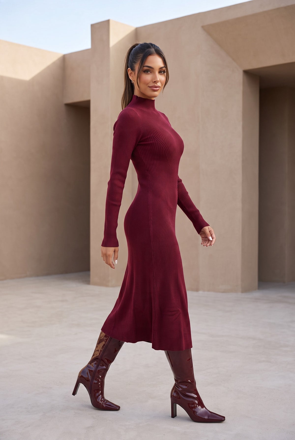 Burgundy Knit Dress