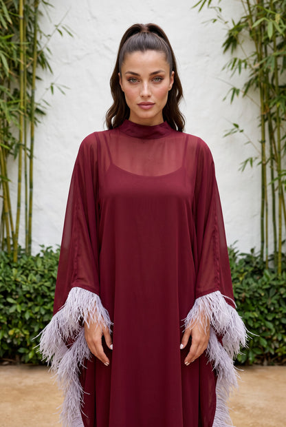 Wine Feathers Caftan