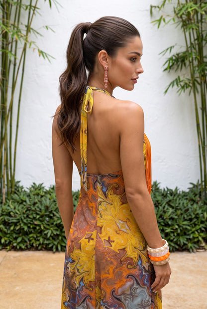 Ambar Fringe Halter Dress