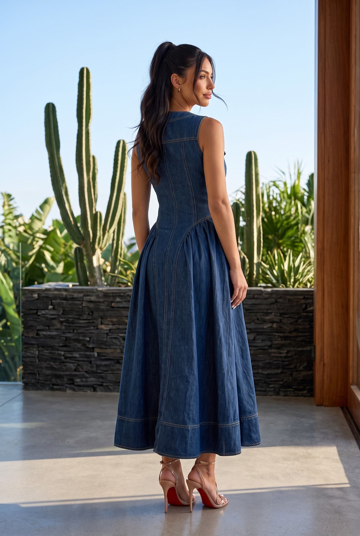 Basque Denim Dress