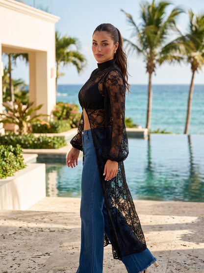Mantilla Lace Top (Black)