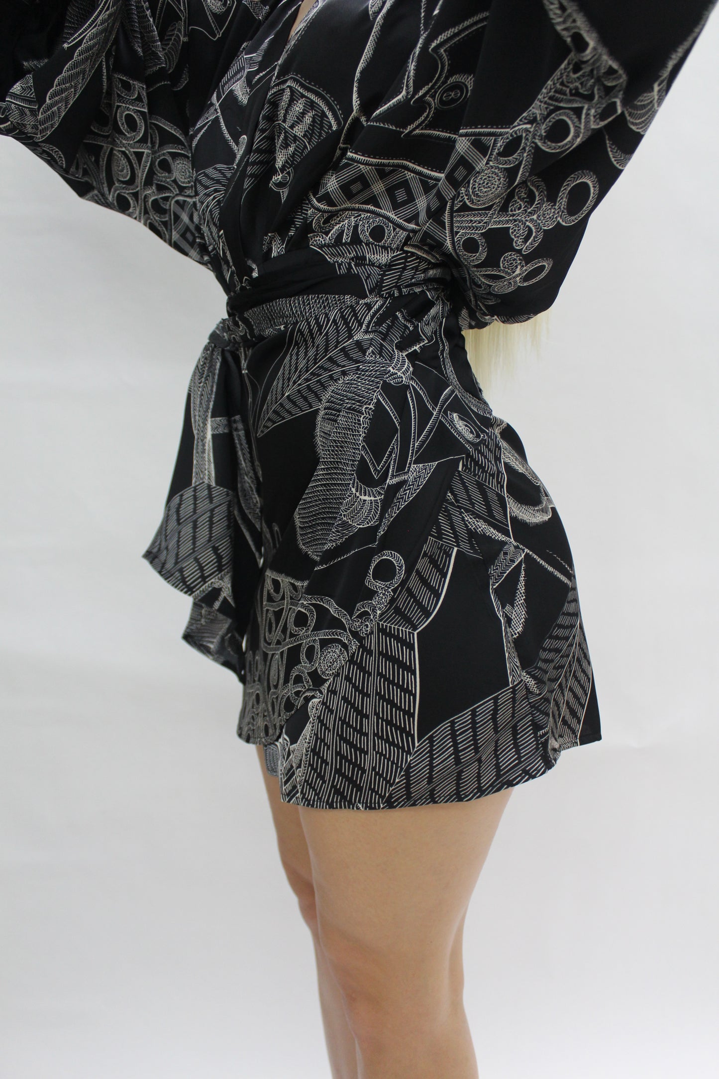 Lucille Wrap-Around Dress (Black)