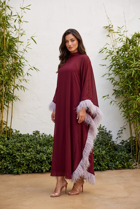 Wine Feathers Caftan