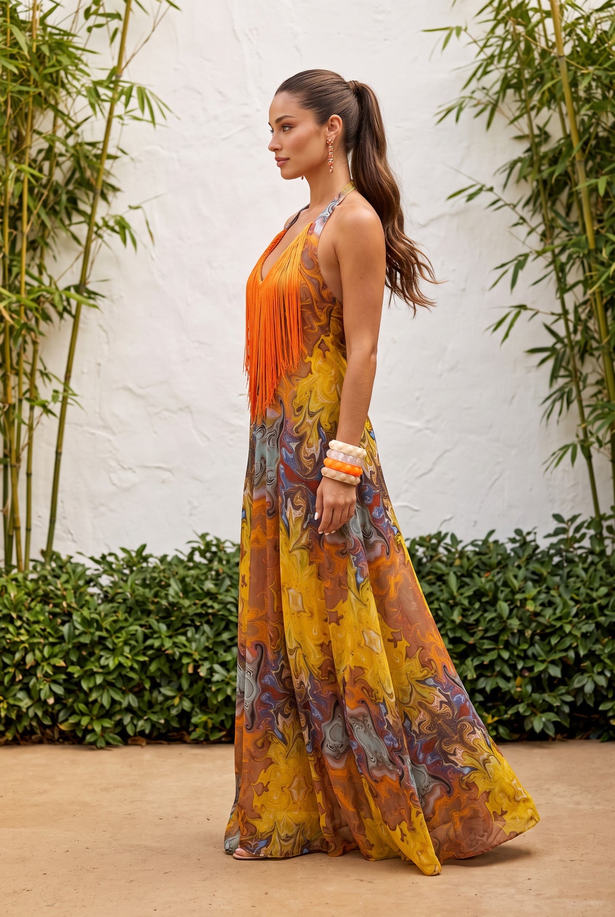 Ambar Fringe Halter Dress