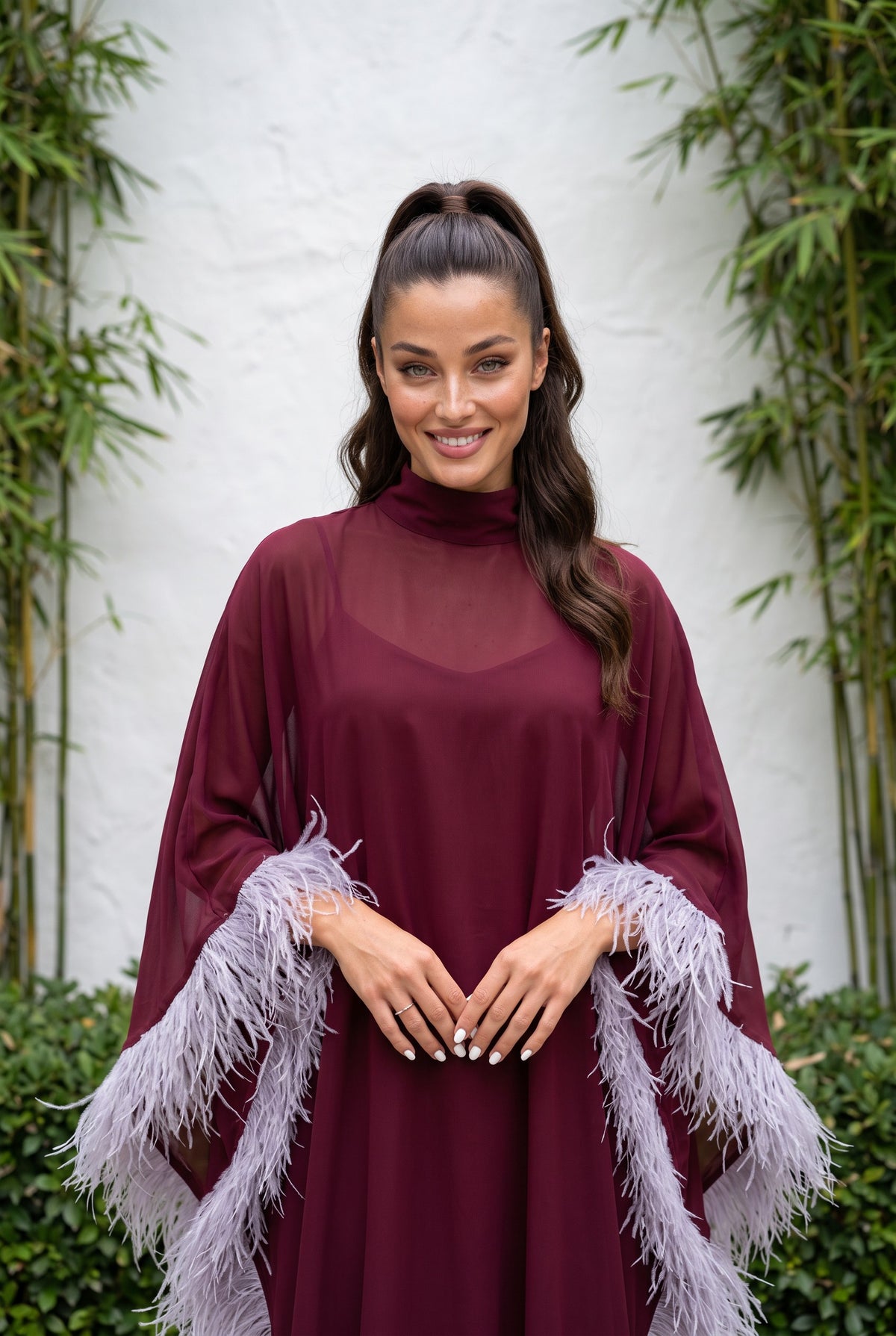 Wine Feathers Caftan