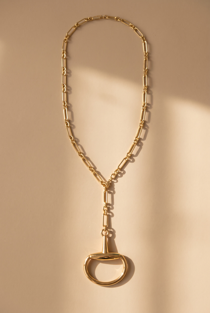 Horsebit Pendant - Large Gold