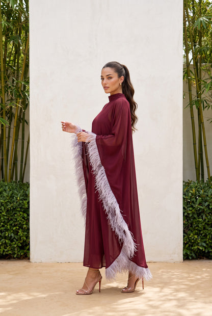 Wine Feathers Caftan