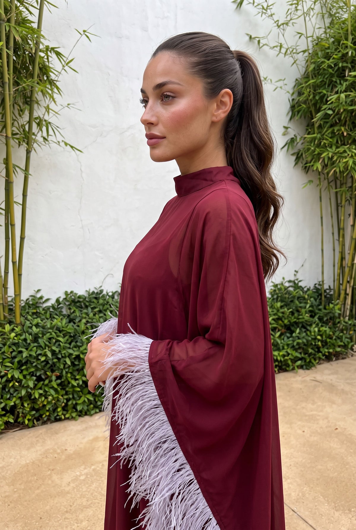 Wine Feathers Caftan