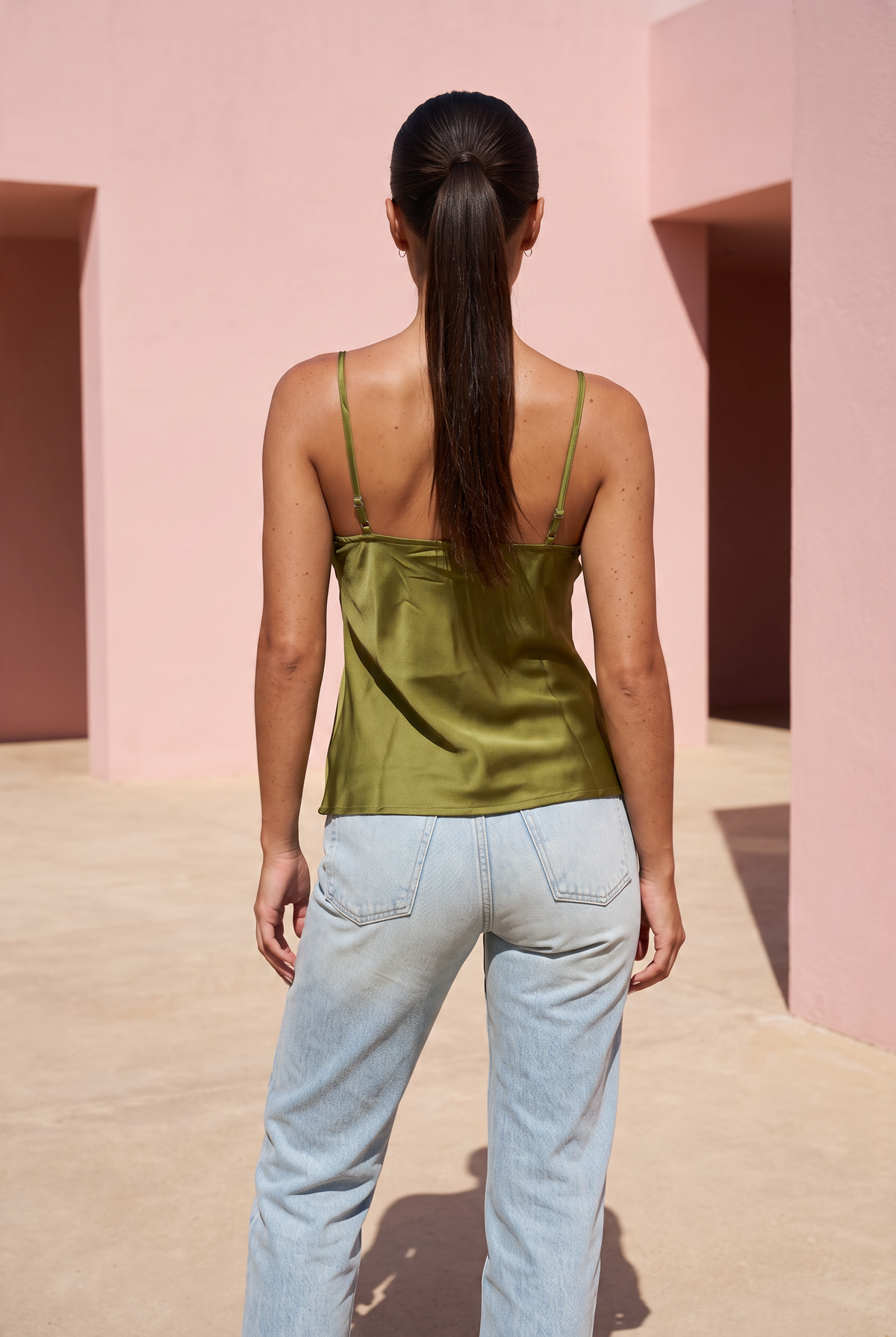 Olive Satin Cami