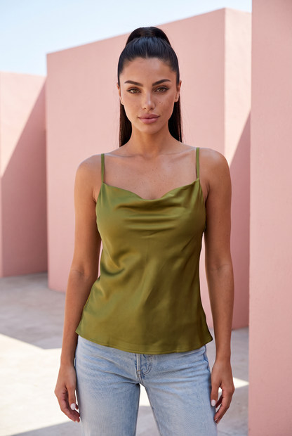 Olive Satin Cami