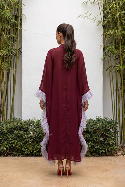 Wine Feathers Caftan