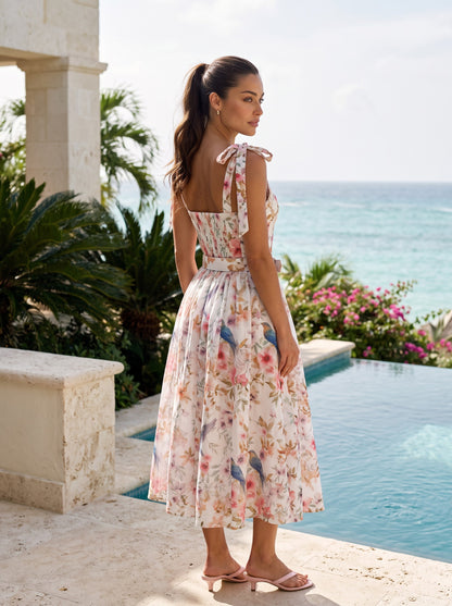 Floral Corset Midi Dress