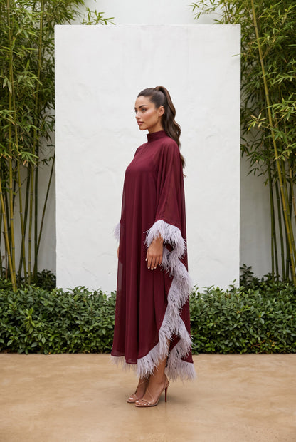 Wine Feathers Caftan