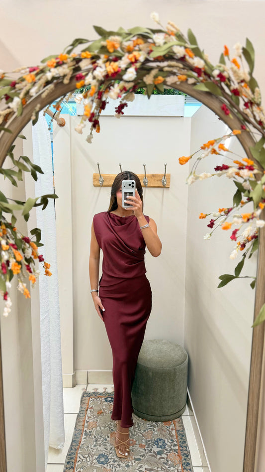Burgandy Draped Dress