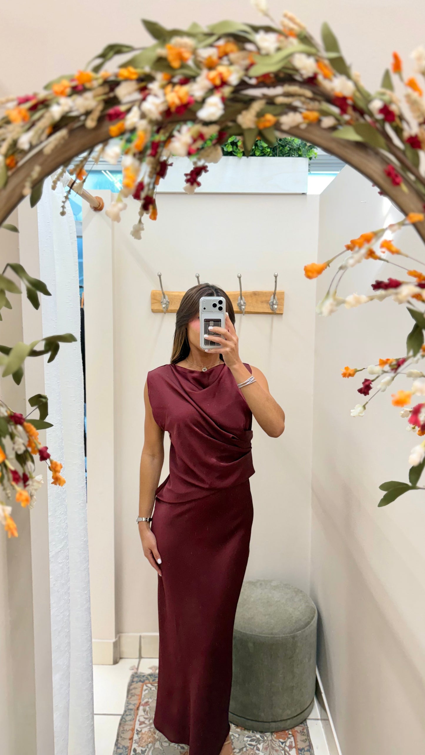 Burgandy Draped Dress