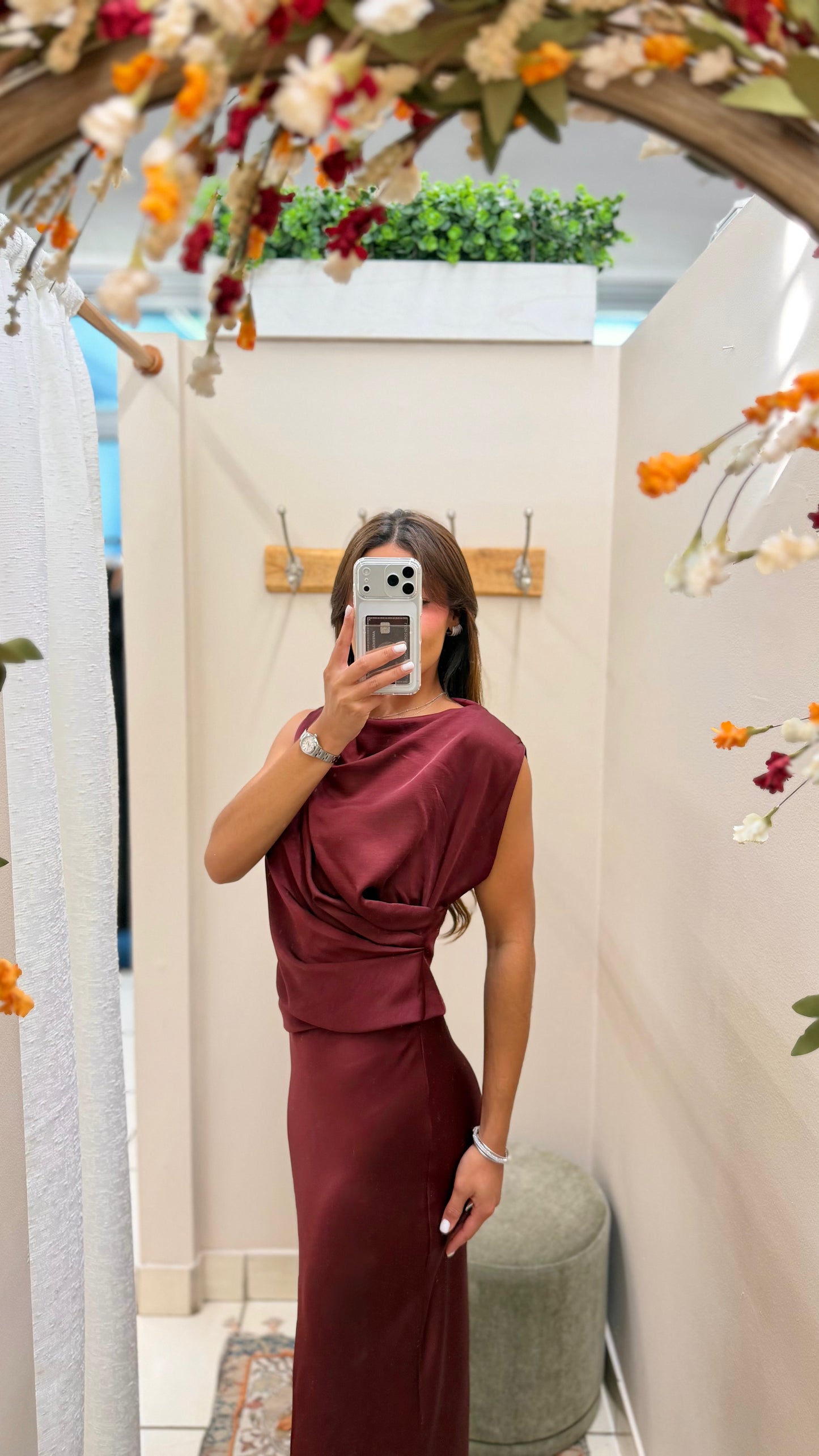 Burgandy Draped Dress