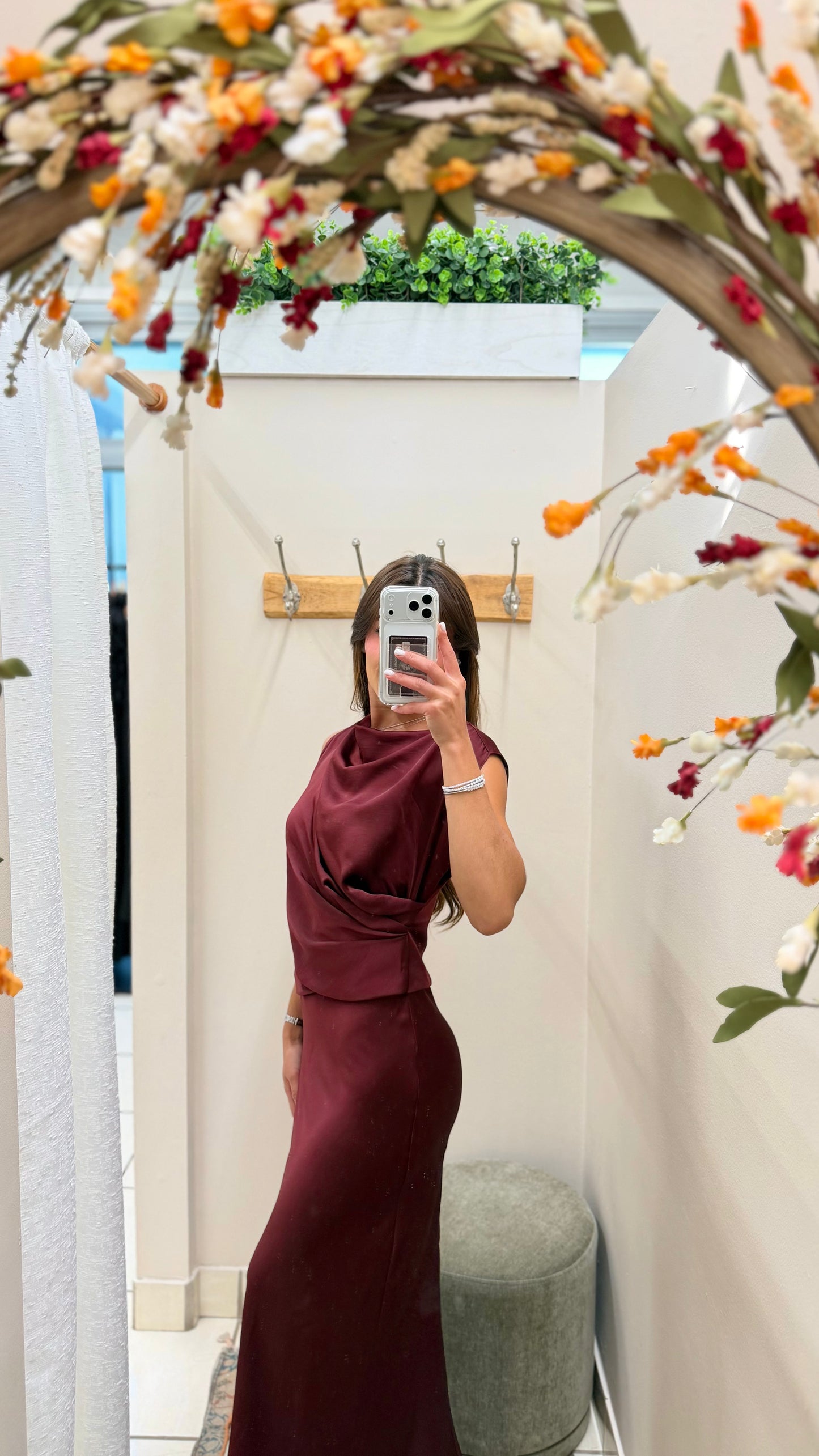 Burgandy Draped Dress