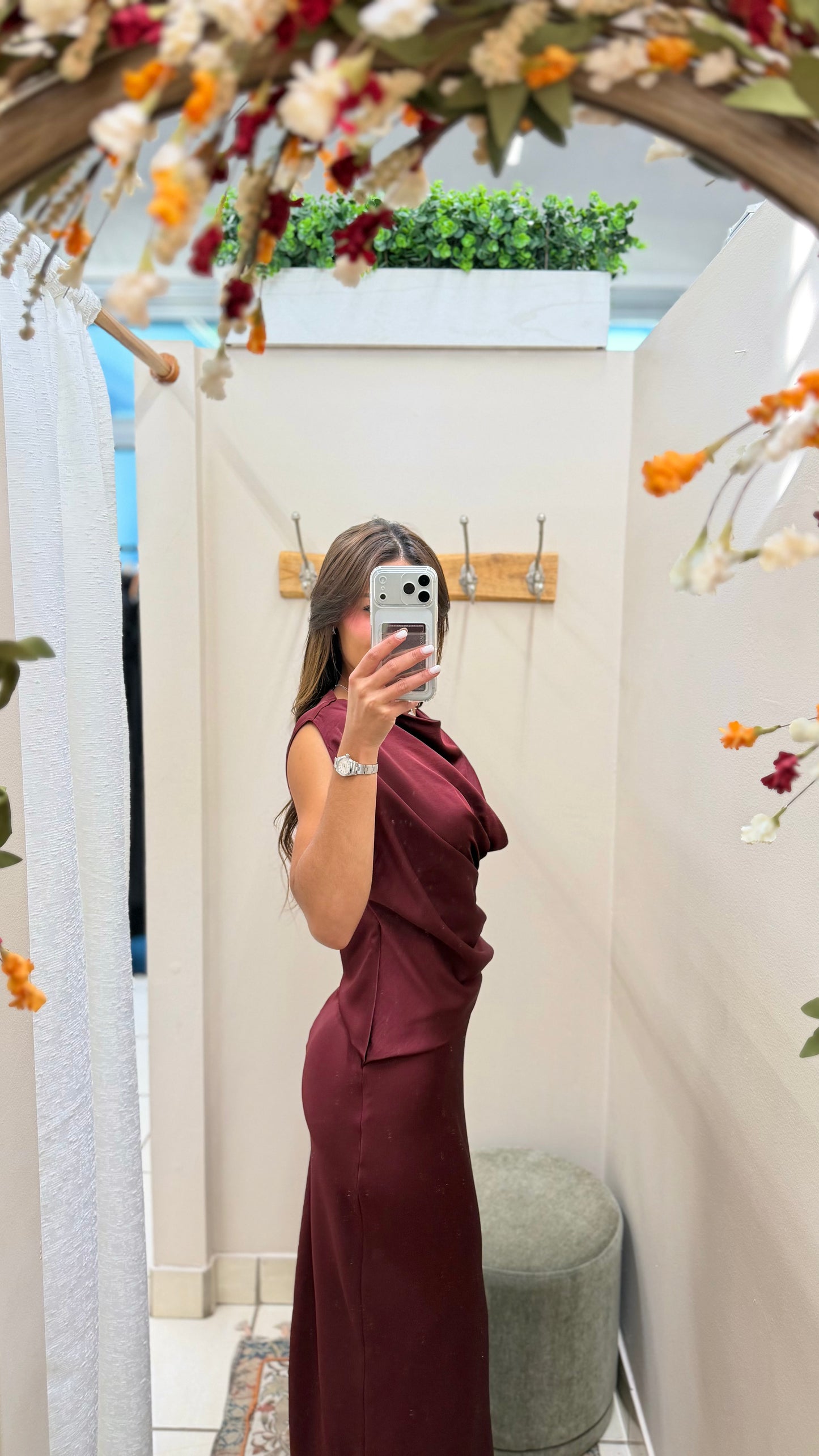 Burgandy Draped Dress