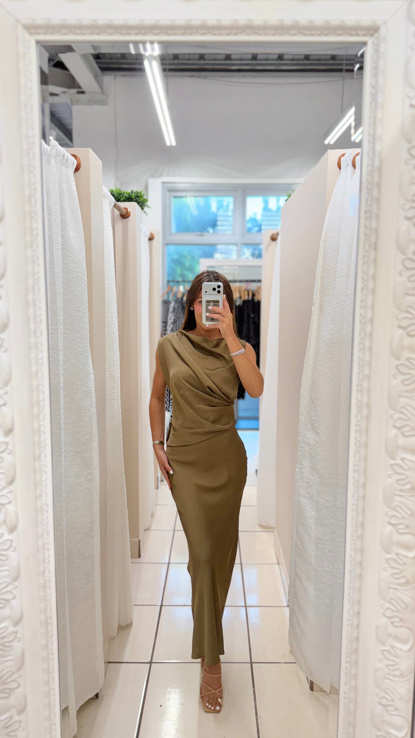 Olive Draped Dress