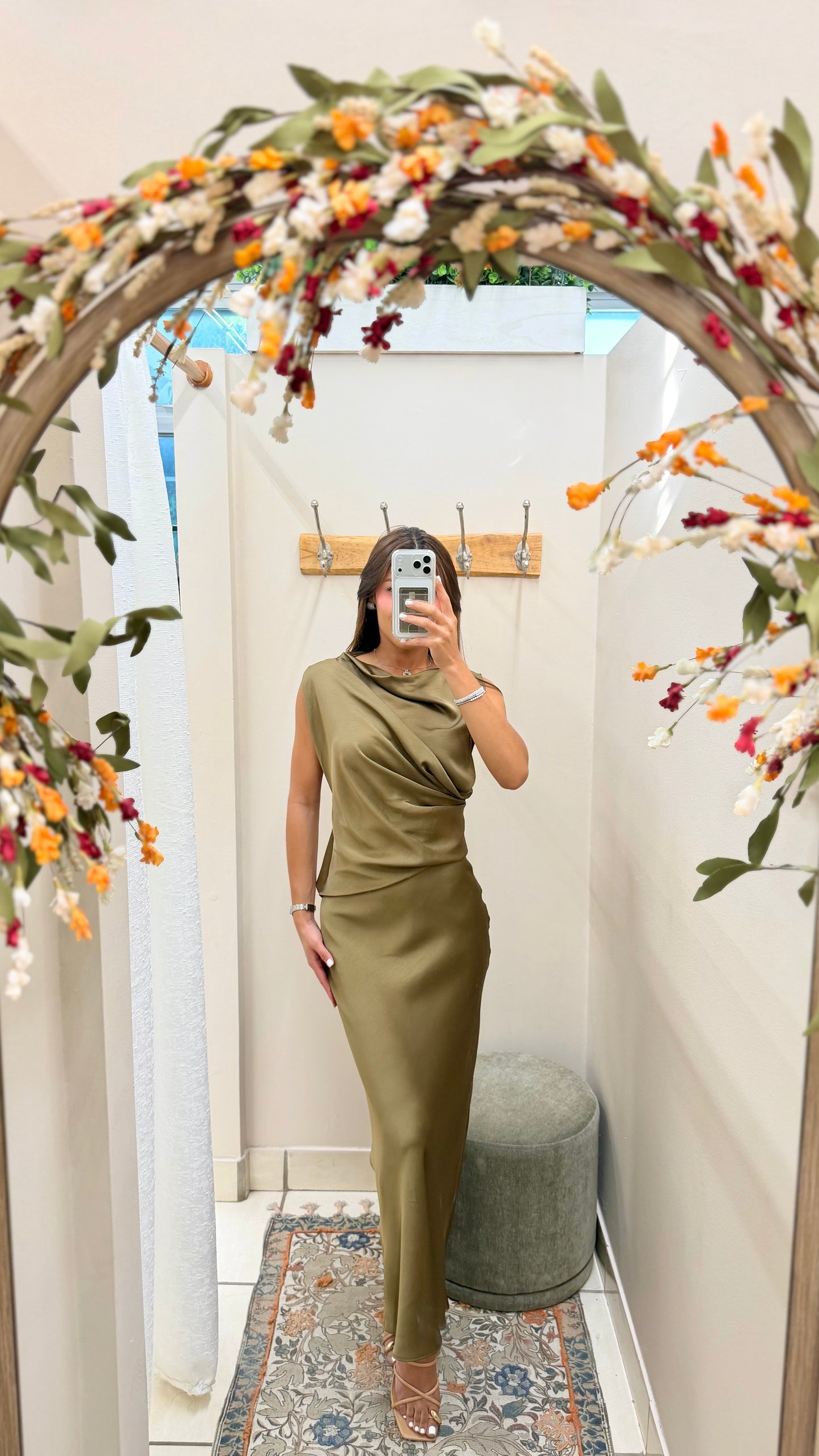 Olive Draped Dress