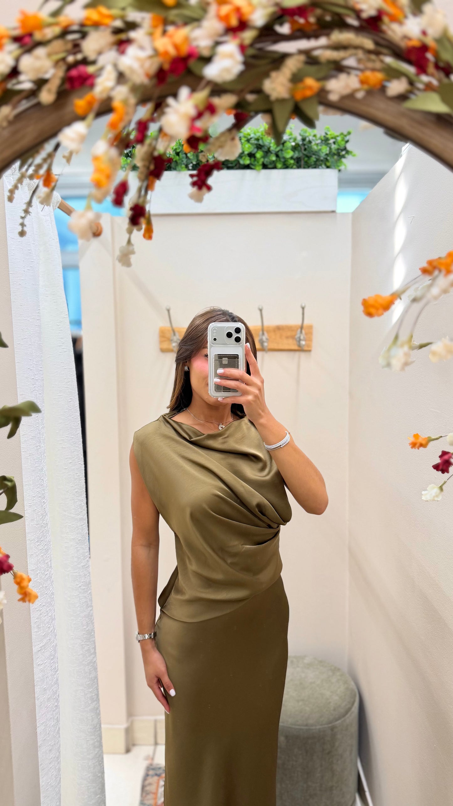 Olive Draped Dress