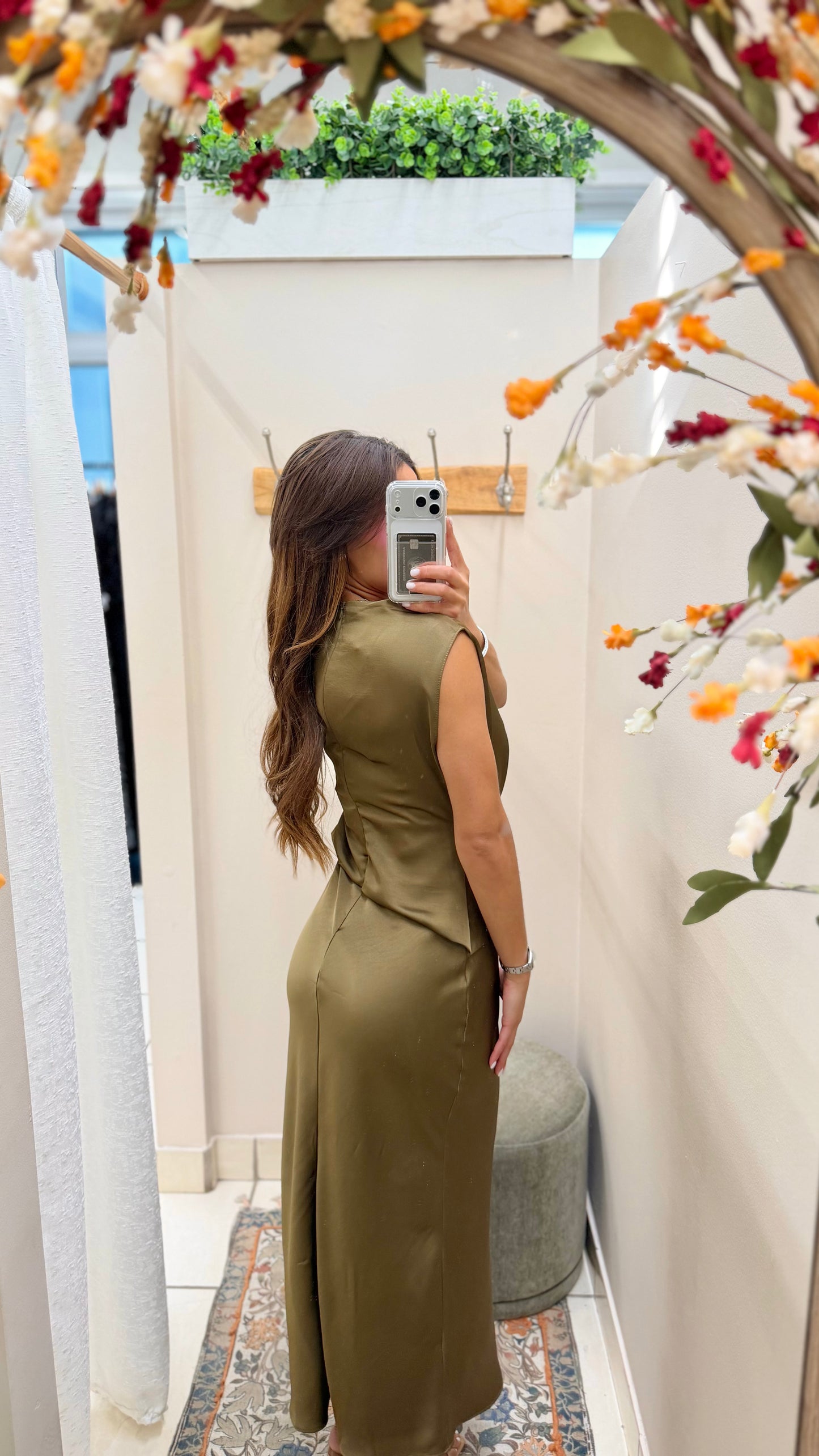 Olive Draped Dress