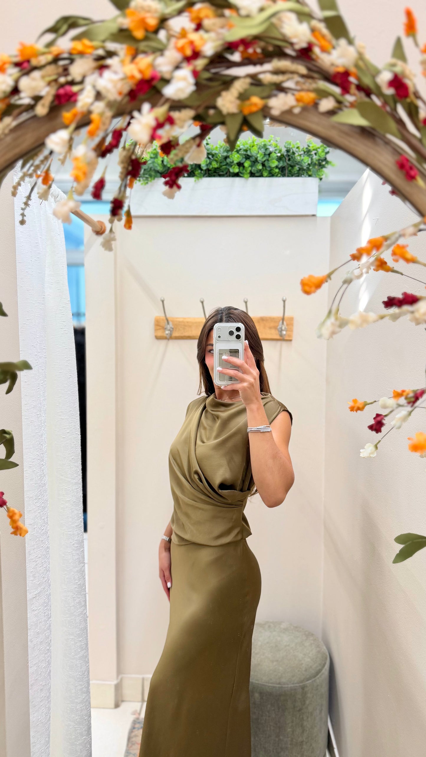 Olive Draped Dress
