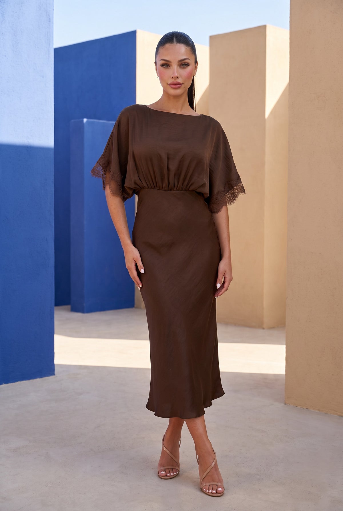 Brown Satin Dress