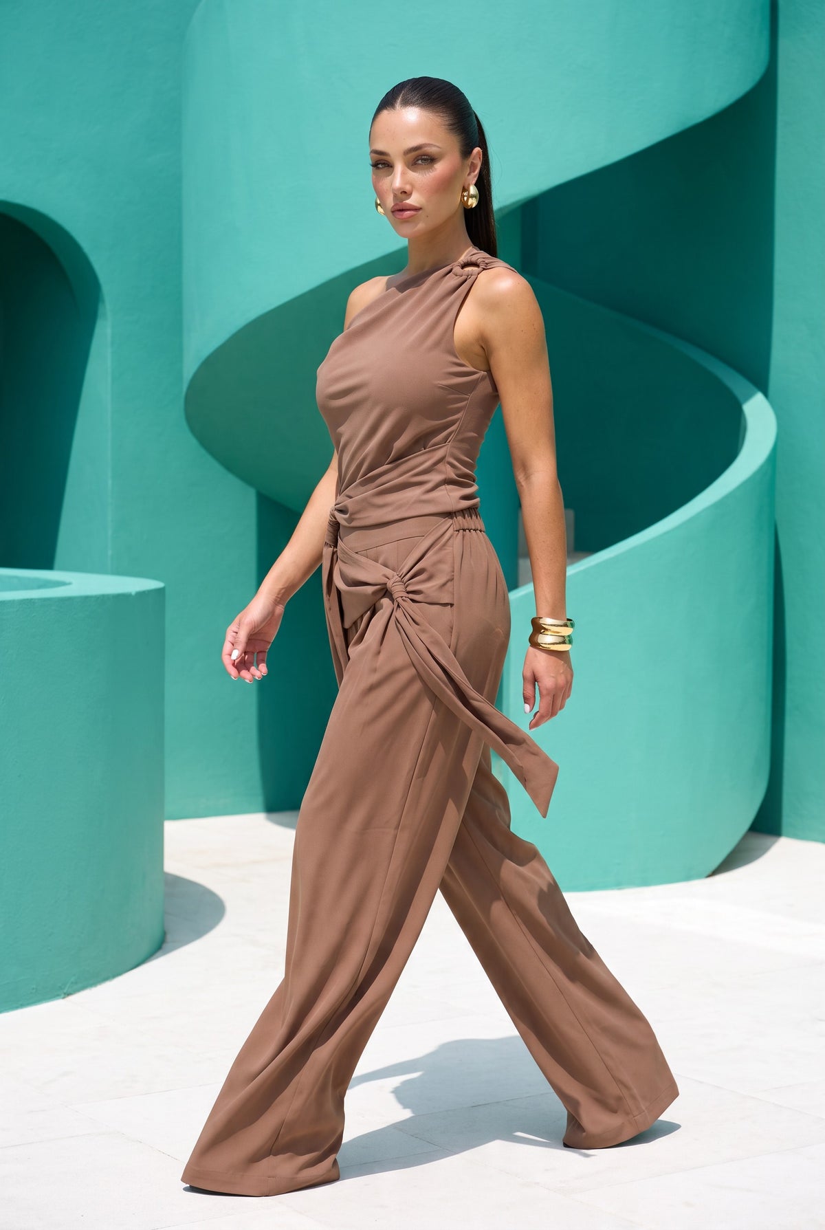 Mocha Ring Twist Pants Set