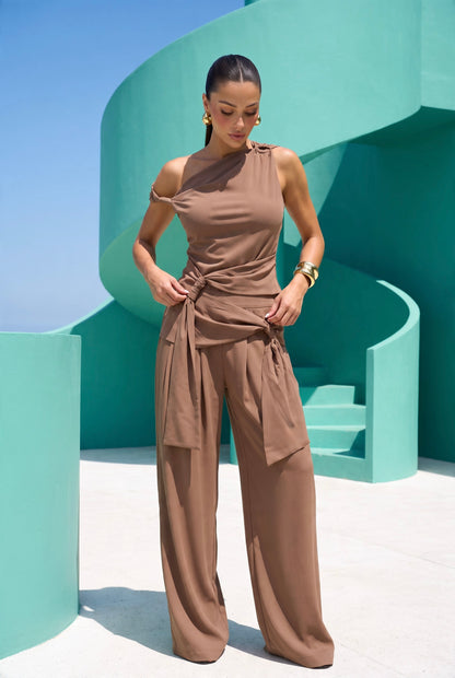 Mocha Ring Twist Pants Set