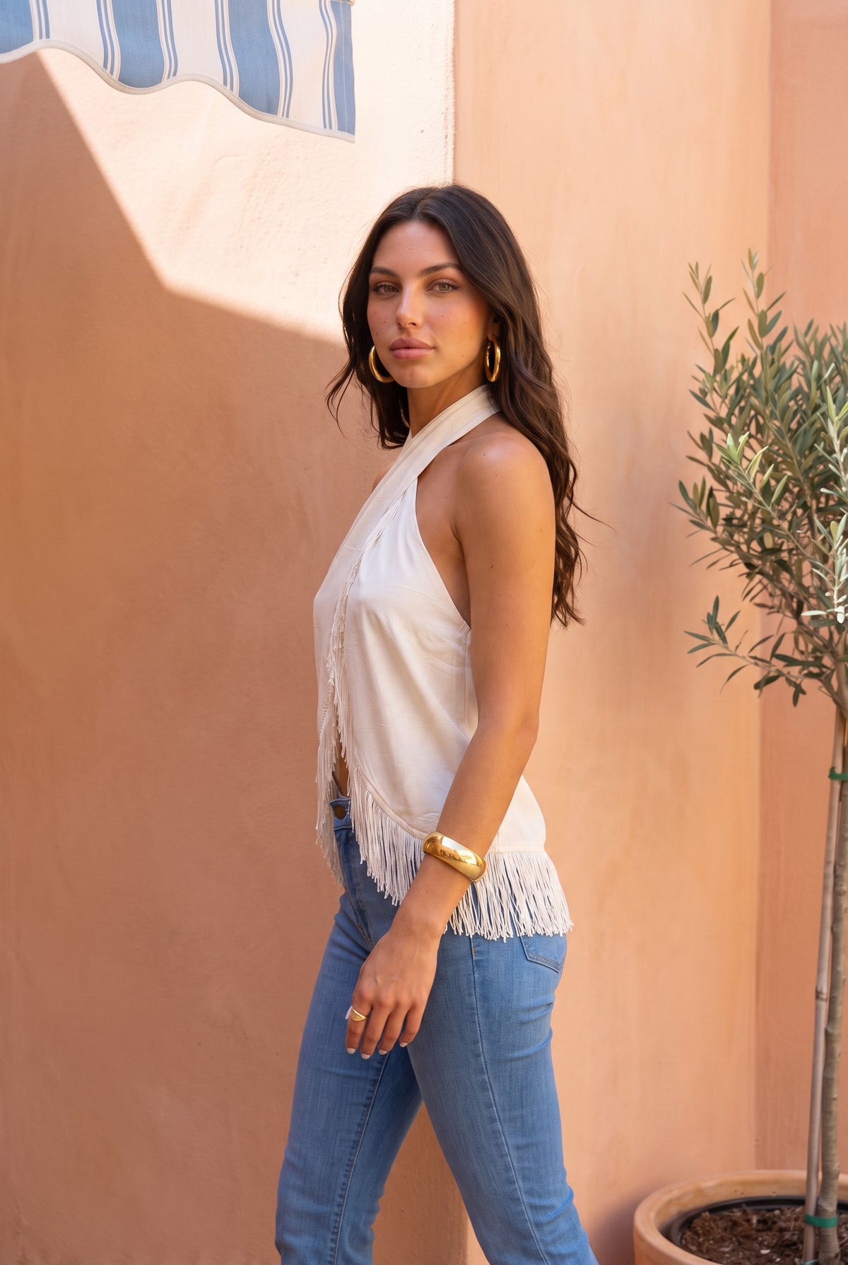 Ivory Fringe Top