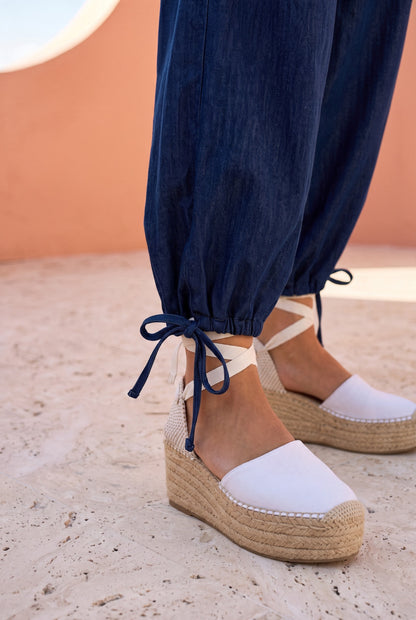 Denim Drawstring Jumpsuit