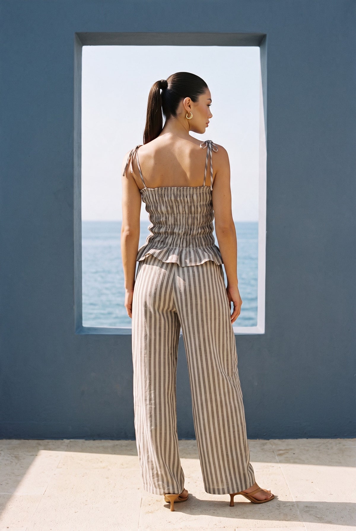 Striped Smocked Jumpsuit