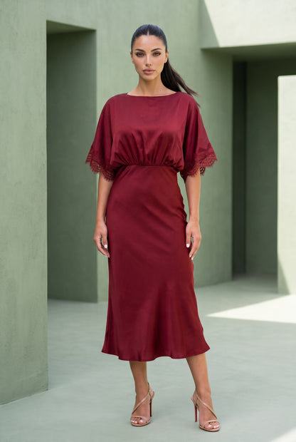 Wine Satin Dress